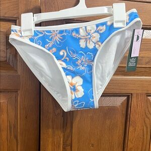 wild fable Blue Floral Bikini Bottoms with White Trim